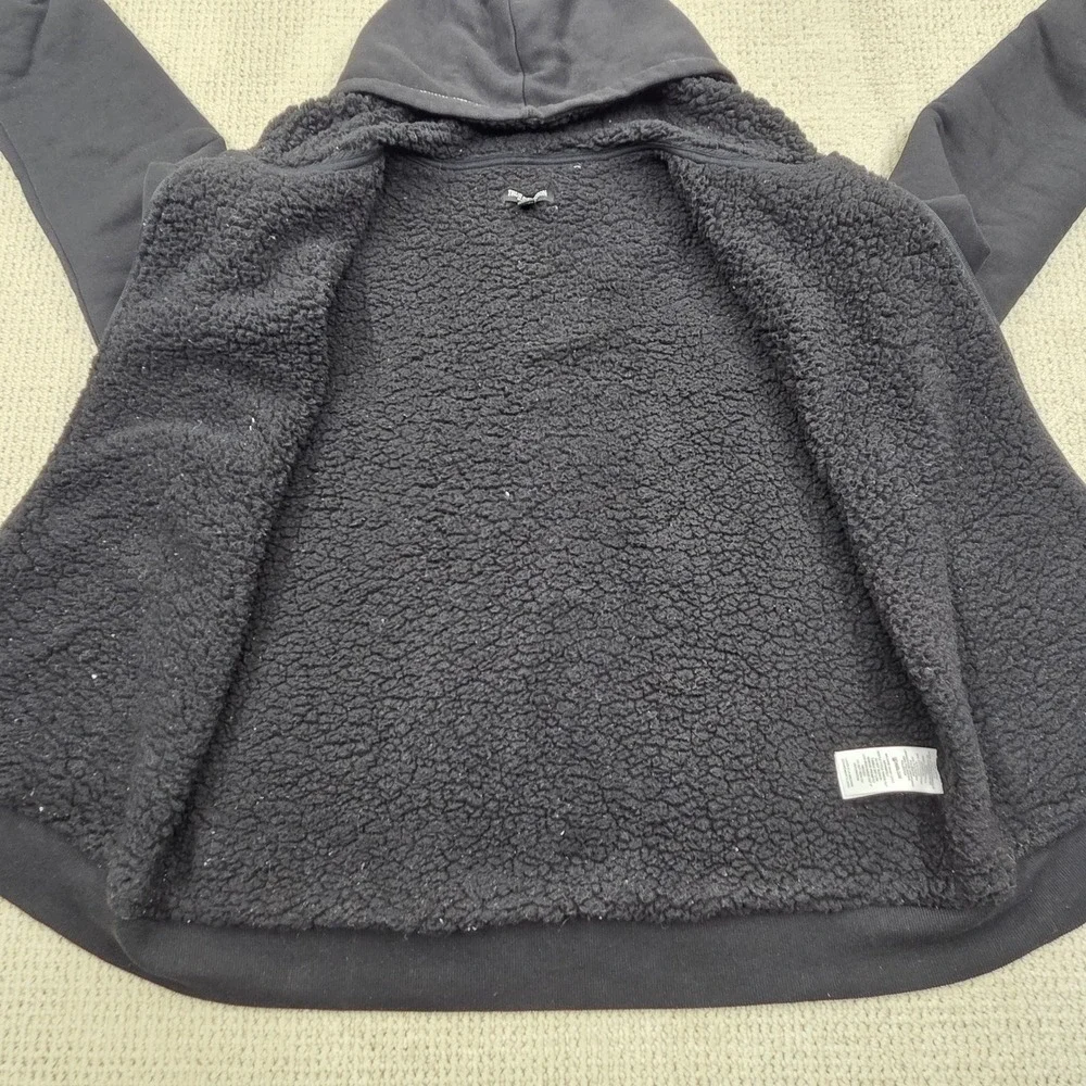 True Religion Black Sherpa Lined Zip Hoodie Buddha Logo Size Mens Large